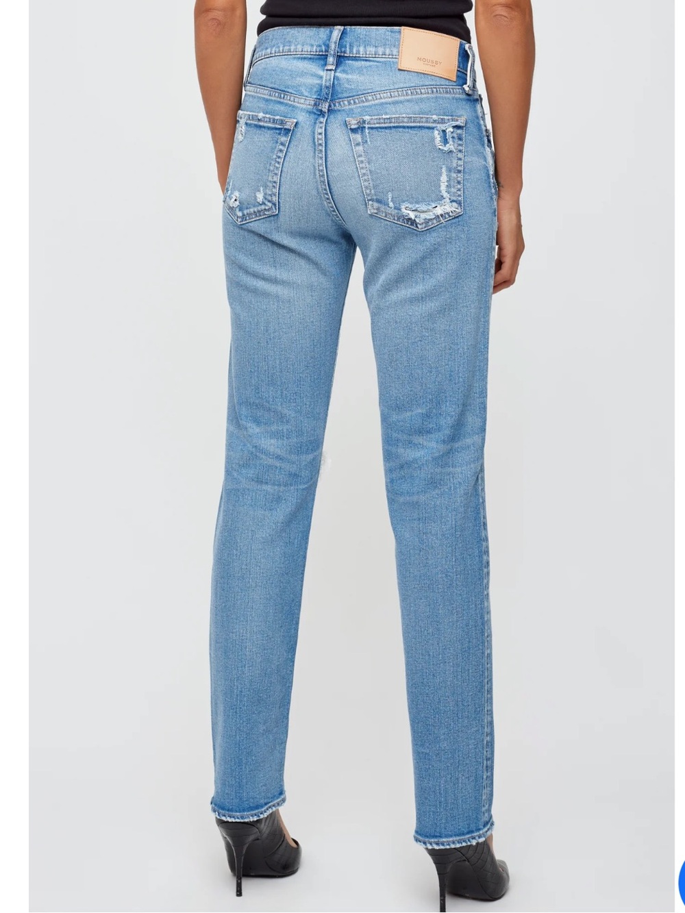 Moussy Size 26 Vintage Fairview Mid Rise Slim Straight Distressed Jeans - Picture 15 of 15